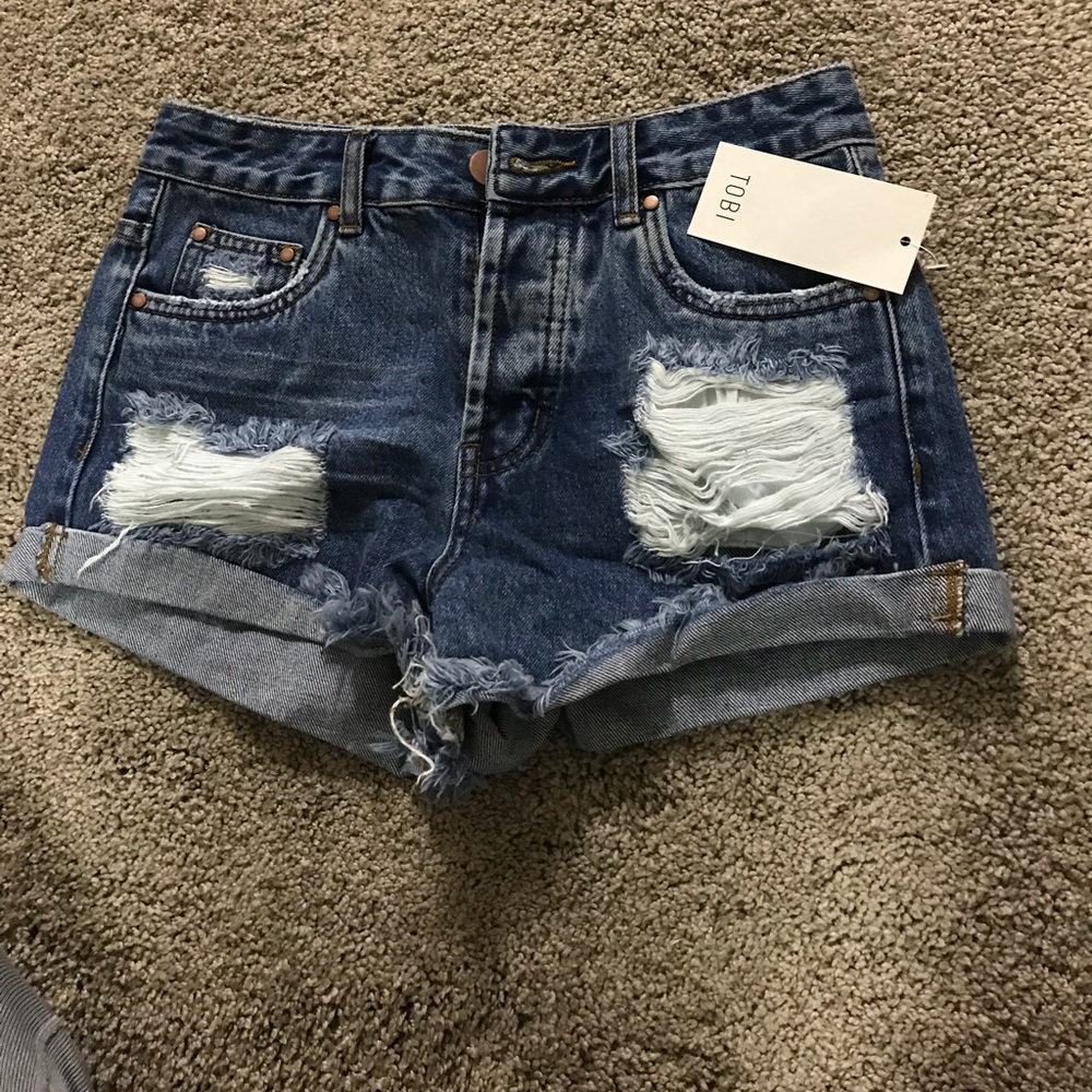 Tobi distressed high waisted shorts